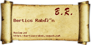Bertics Rabán névjegykártya